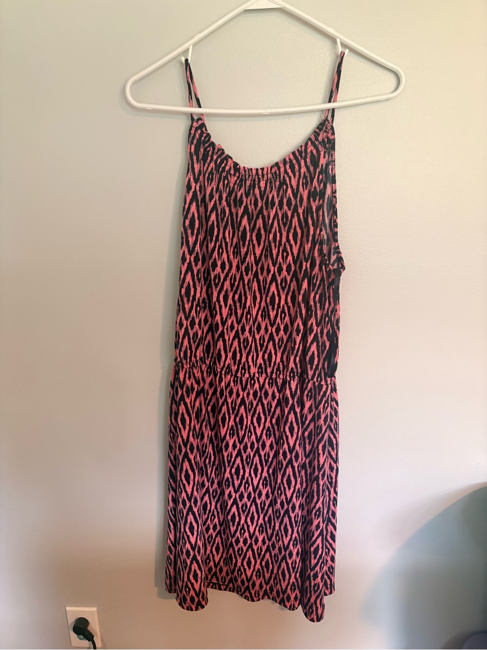 Banana Republic Pink and Black Printed Spaghetti-Strap Mini Dress